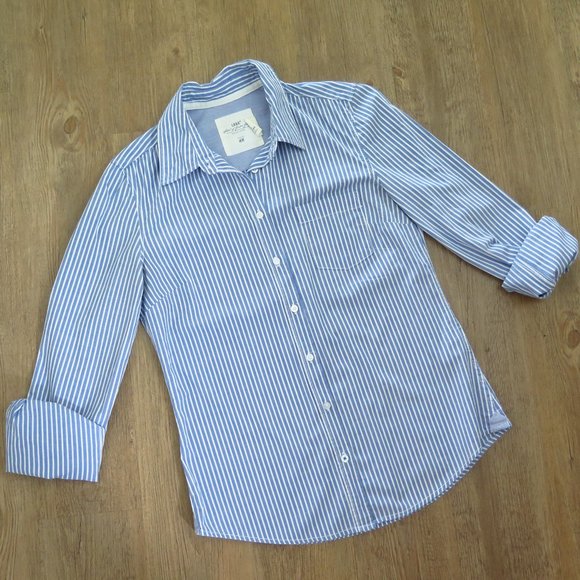 H&M Tops - H&M Blue and White Striped Dress Shirt